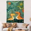 Party Dinosaur Fun On Green Background Patterned Tapestry Home Decor, Suitable for Bedroom and Living Room, Gift
