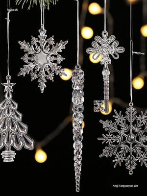 Transparent Icicle Snowflake Beaded Curtain - Acrylic Christmas Tree Ornament