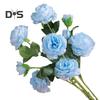 Easy Care Fake Flower Green Leaves Attractive Wedding Bouquet Artificial Peony Flower