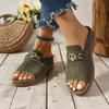Fish Mouth One Line with Metal Accessories Rocker Shoes Summer New Beach Peep Toe Slipper Women