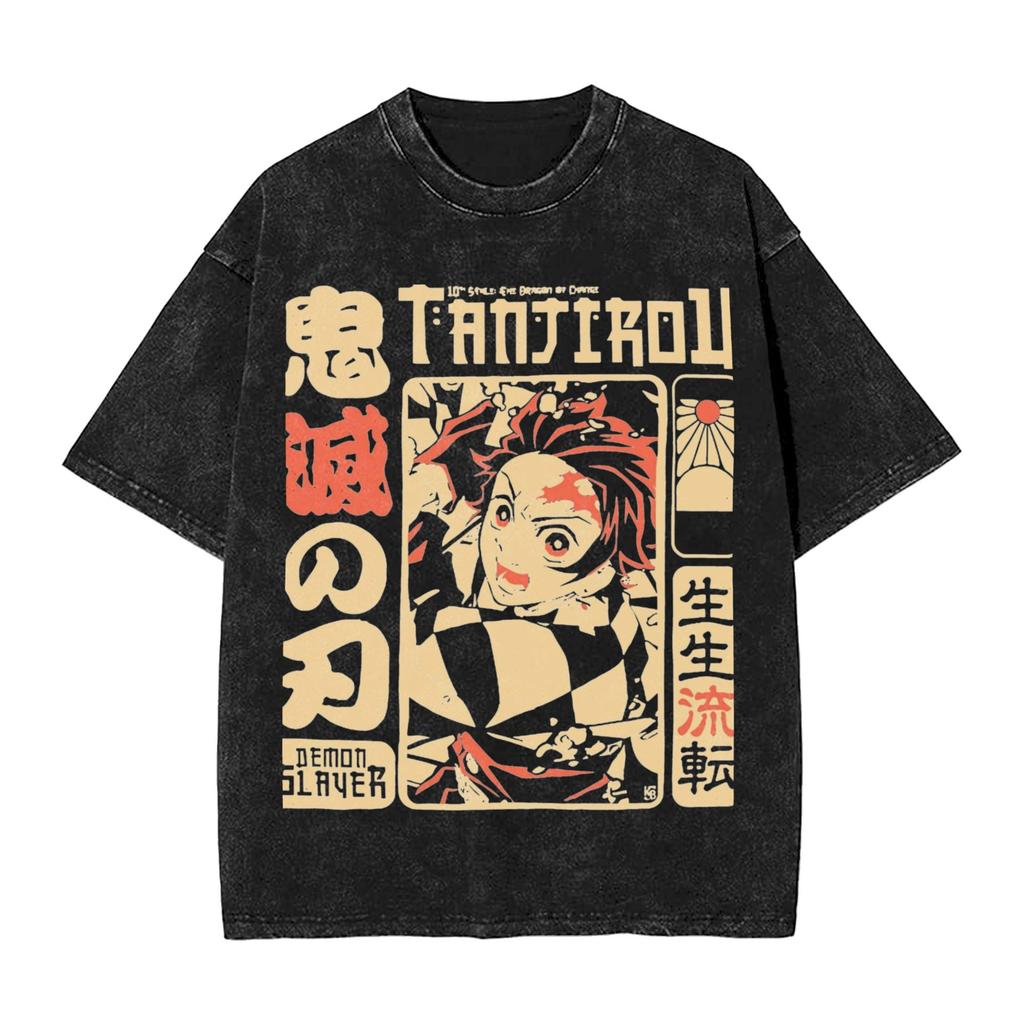 Demon Slayer Tokito Muichiro Mist Breathing Printed Tshirt Mens and Womens Washed Tshirt High Quality Vintage Cotton Tshirt