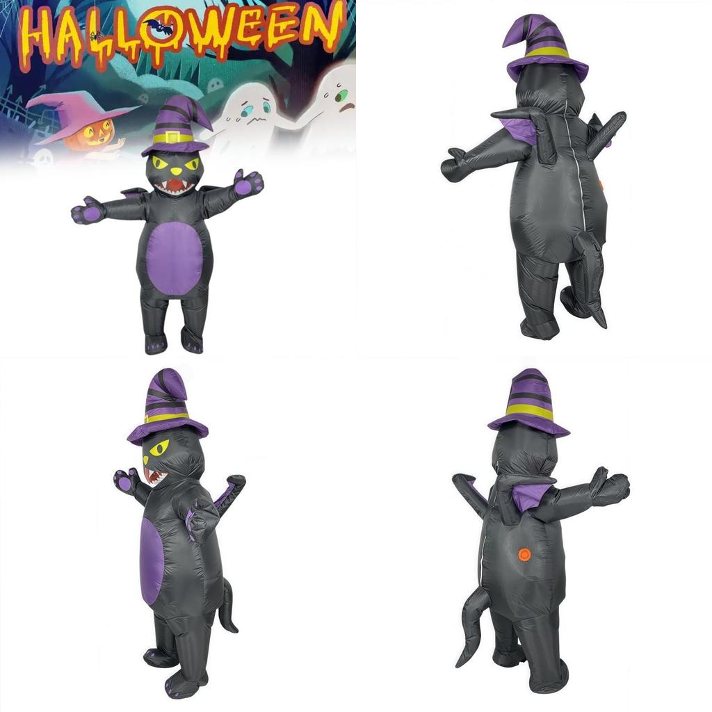 Black Cat Inflatable Costumes For Halloween Cosplay Animal Cardboard Walking Suit For Fun