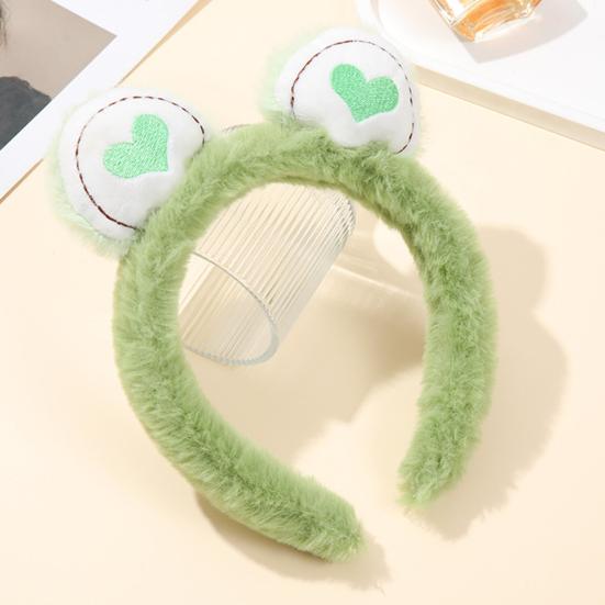 Hair Hoop Toothed Anti-Slip Plush Headband with Bear Ears Decor Fluffy Elastic Face Washing Makeup Hairband