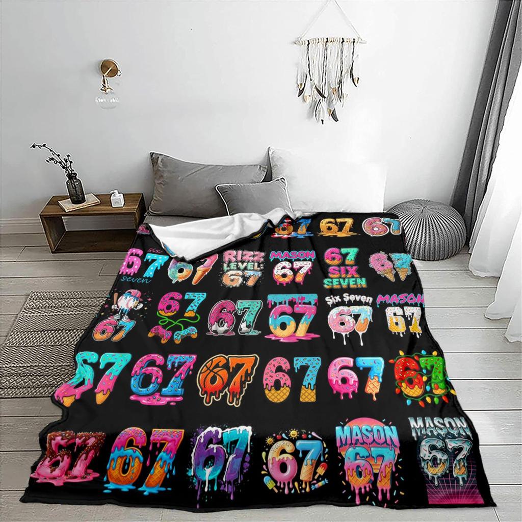67th Creative Graffiti Theme Blanket - Suitable for sofa and bed cover in all seasons - For decoration, suitable for bedroom