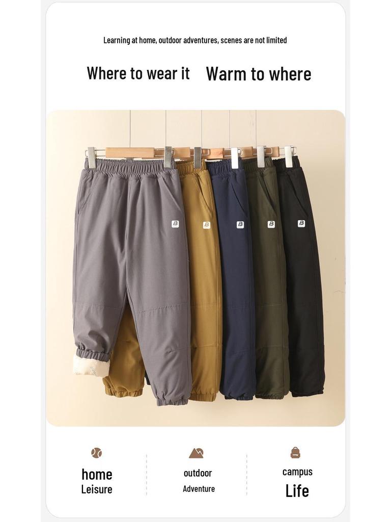 Kids' Thickened Cotton Winter Pants: Quilted Warm Sweatpants for Boys and Girls