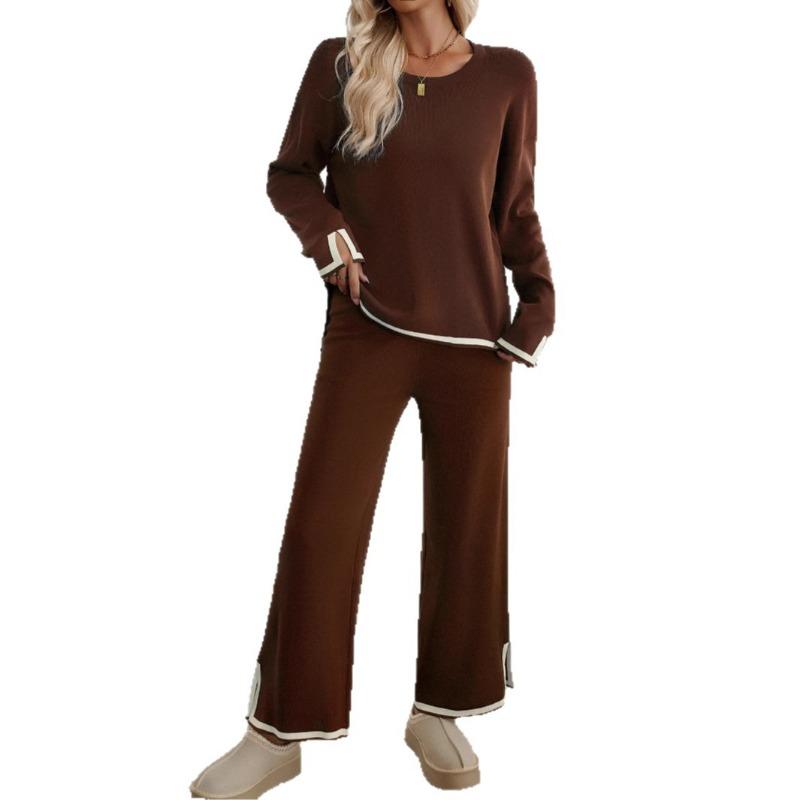 Lässiger und schlichter Stil Durchgehende Hose Einfarbiger Langarm-Damenanzug für Frühling und Sommer