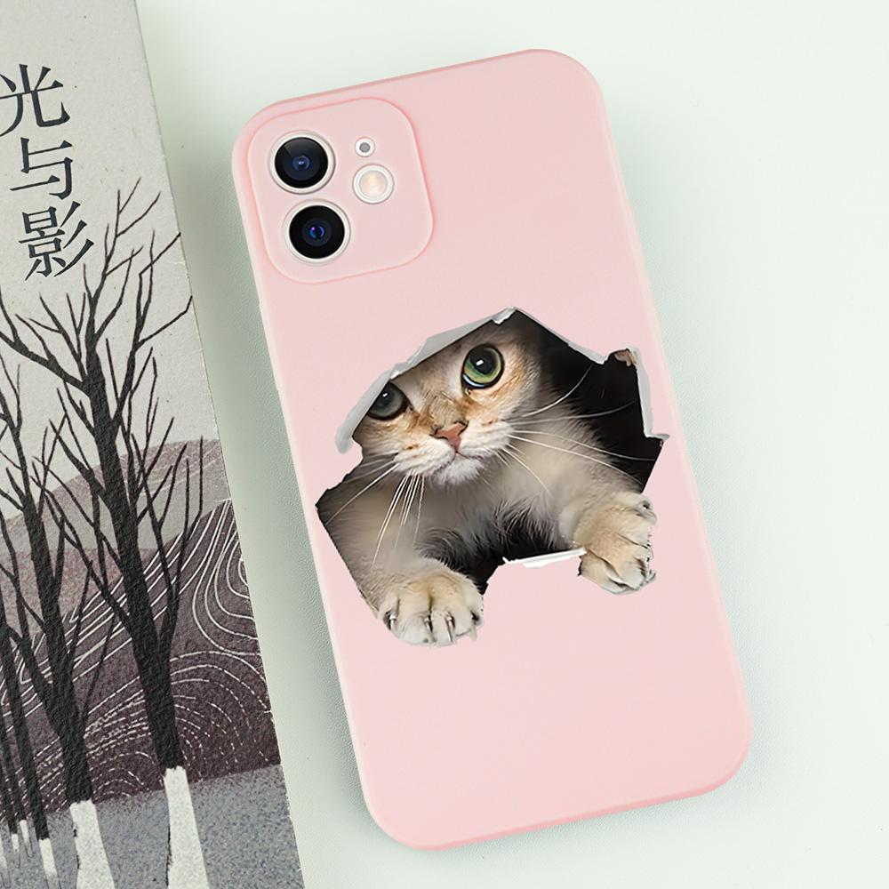 Cute Cat Dog Couple Phone Case For iPhone 16 15 14 13 12 11 Pro Max Mini X XS XR SE 7 8 Plus Cute Shockproof Soft Cover Fundas
