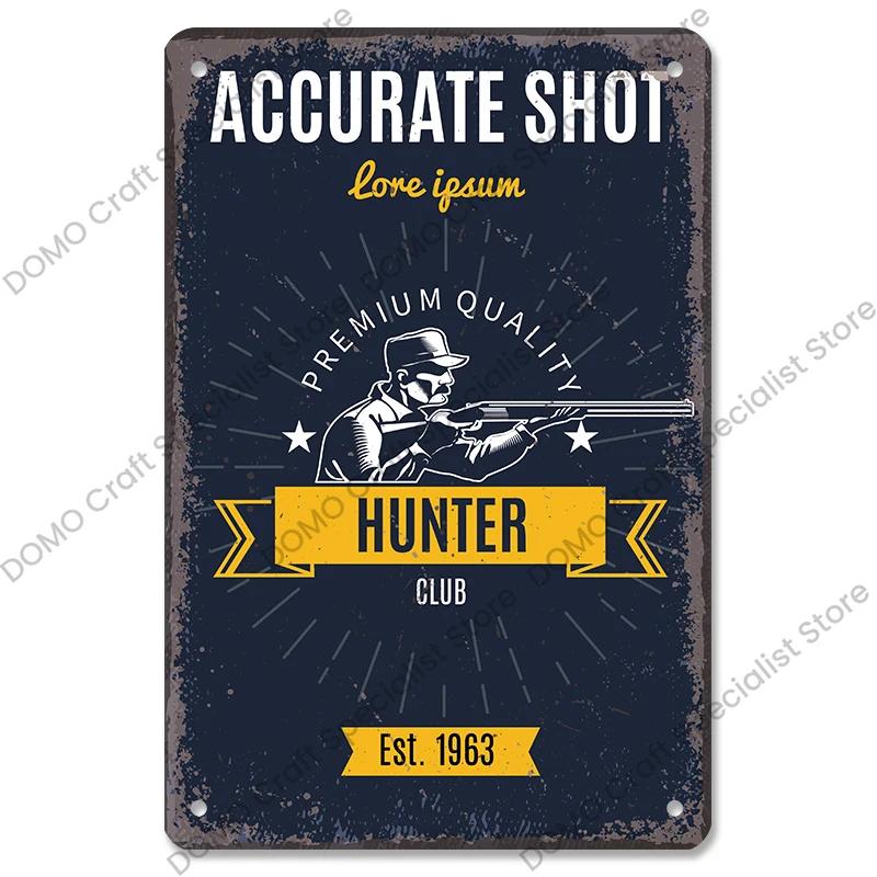 Vintage Hunting Plaque Metal Tin Signs Hunter Deer Hunt Safari Adventure Retro Metal Plate Wall Decor Hunting Club Shop Man Cave