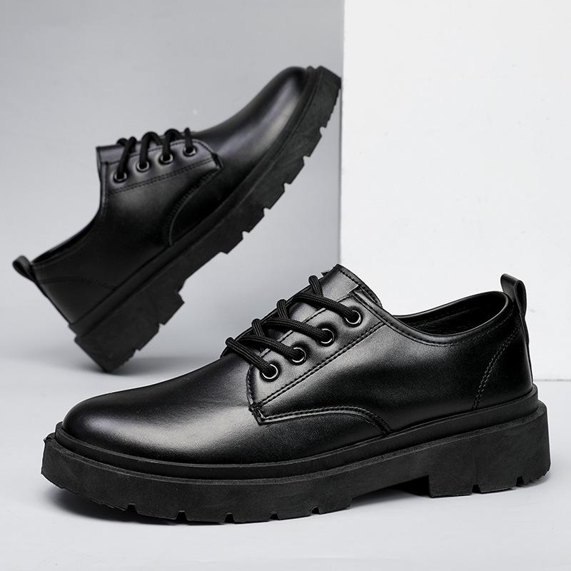 Men's Black Leather Business Casual Shoes - Spring & Autumn Korean Style, Versatile for Weddings or Everyday Wear