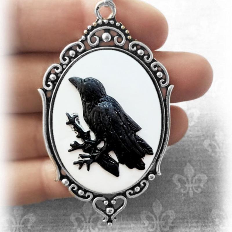 Gothic Raven Forest Pendant Charm Necklace