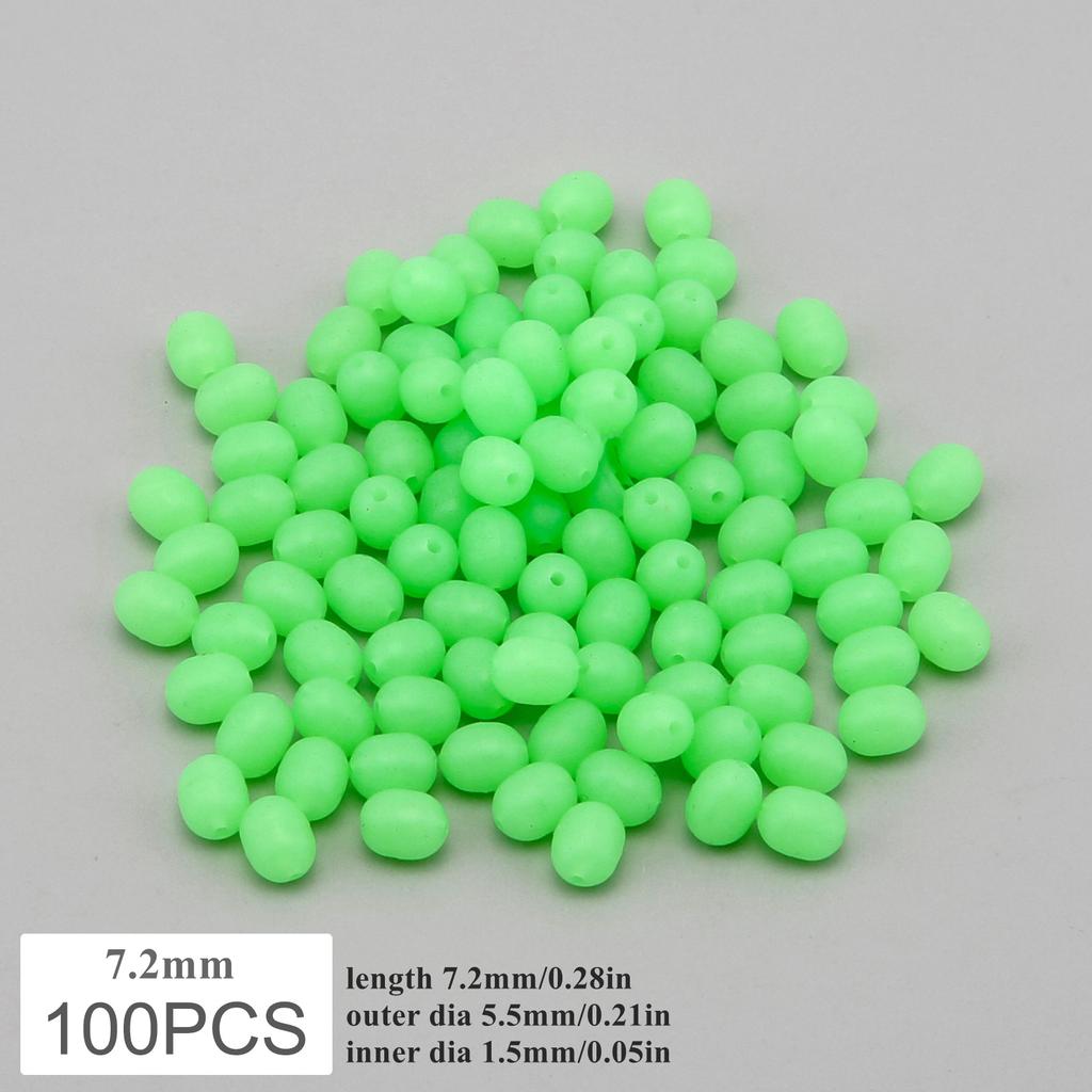 100Pcs Cylindrical Luminous Soft Fishing Beads 5 Optional Sizes 5.2mm 6.2mm 7.2mm 8.3mm 10mm Practical Sea Fishing Tackle Accessories