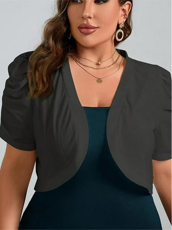 

2025 Women s Elegant Lightweight Polyester Blend Open-front Coat 5XL чорний