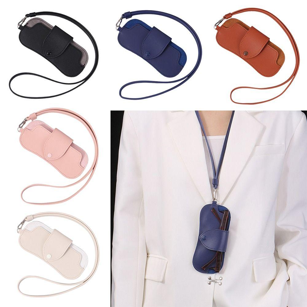 PU Leather Sunglasses Storage Bag Solid Color Hanging Sunglasses Eyewear Accessories