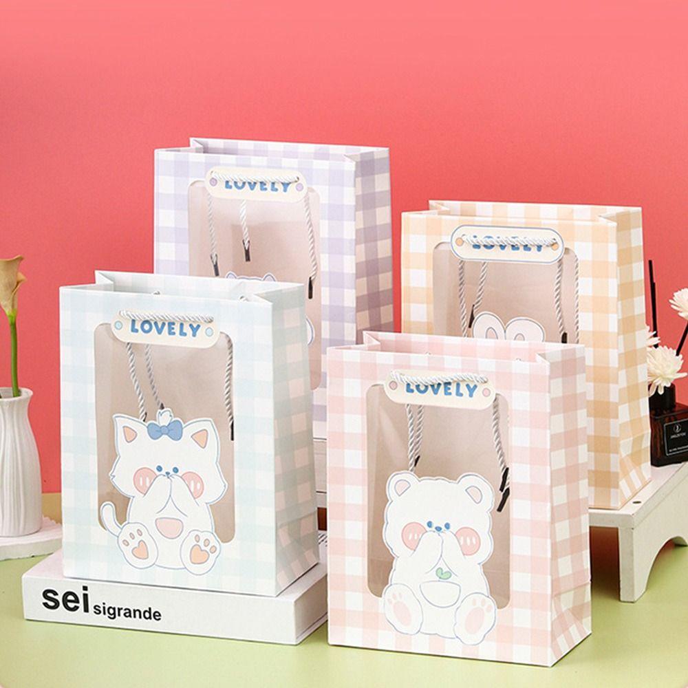 

Подарочный пакет с разноцветным окном, бумажный пакет разных размеров, креативная упаковочная сумка, подарок