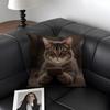 Cute Cat Playing Phone Cushion Cover Natural Linen Organic Fabric DoubleSided Printing Sofa Home Decor Gift Pillow Case