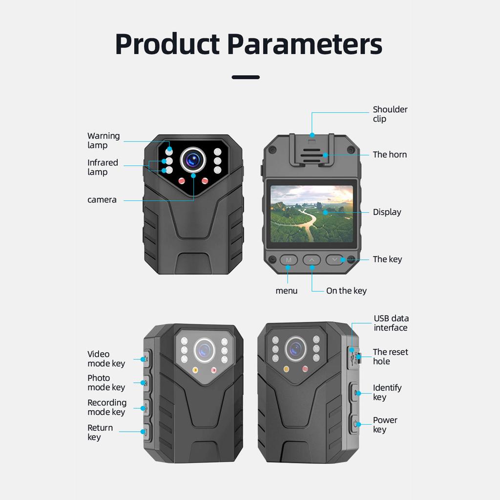 Wearable Camera 4K Clip Camera 4K Body Wearable Camera with Clips Portable Night Vision Motion Cameras Body Mounted Video Camera