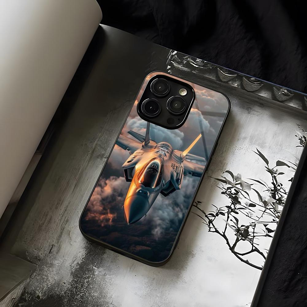 Fighter Plane Poster F-22 Raptor Phone Case For IPhone 14 13 17 12 16 15 11 Pro XS Max Plus Mini X XR Tempered Glass SE2020 Cove