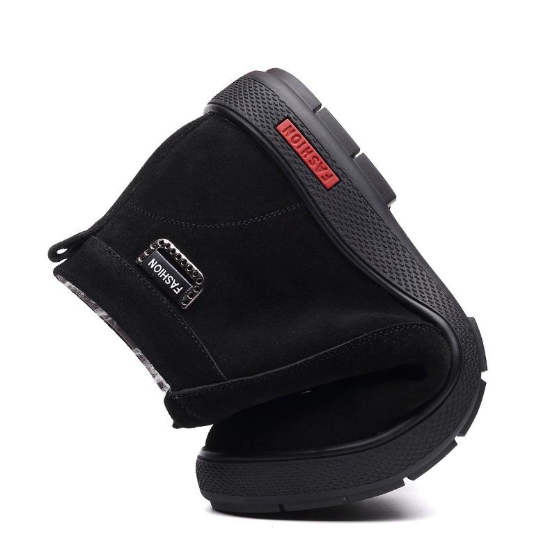 2025 Zima Nowe Męskie Botki Ciepłe Pluszowe Skórzane Zamszowe Buty Codzienne Outdoorowe Męskie Botki Śniegowe