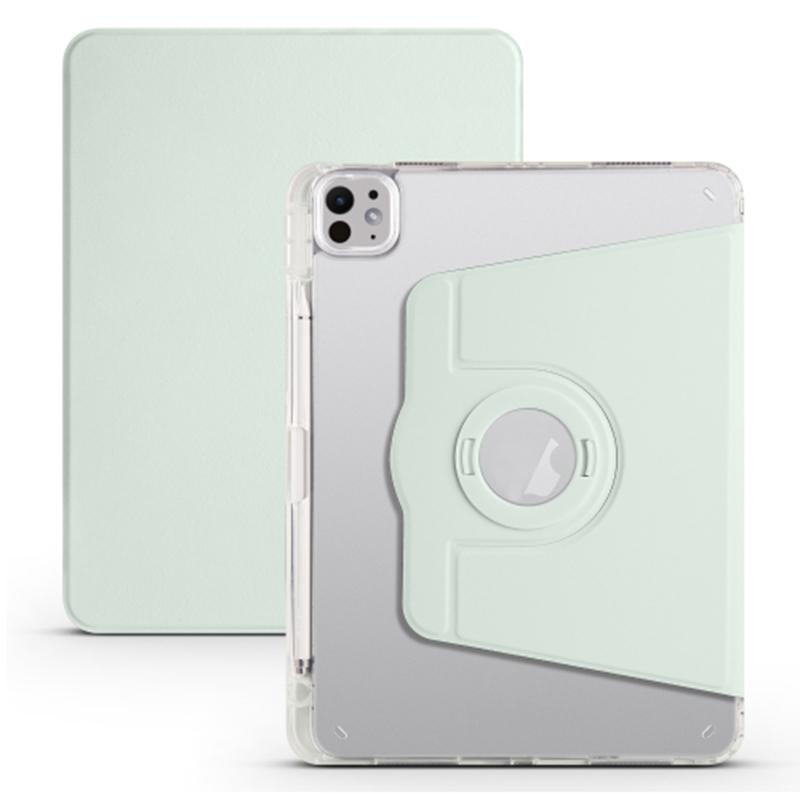 Για το iPad Pro 13 (2024) Θήκη Περιστρεφόμενη Βάση Δερματίνη PU Διαφανής Πλάτη Αποσπώμενο Κάλυμμα Tablet