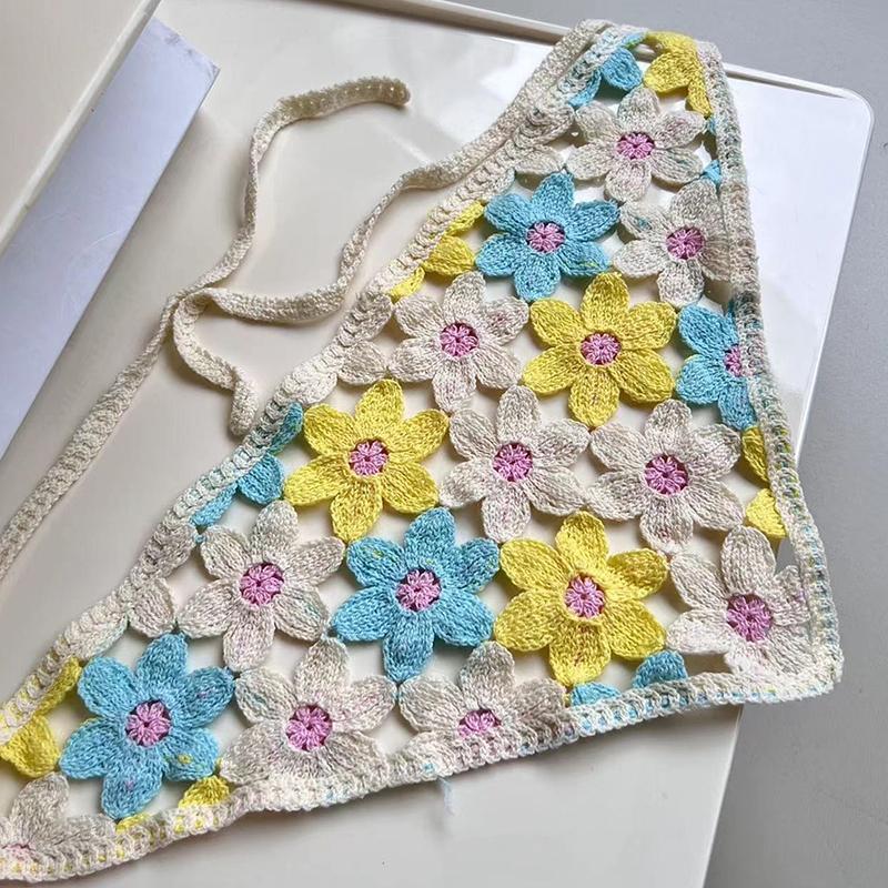 Süßes Niedliches Gestricktes Dreieck Stirnband Französischer Pastoralstil Stirnband Für Frauen Mädchen Kleine Blume Kopftuch Haaraccessoires
