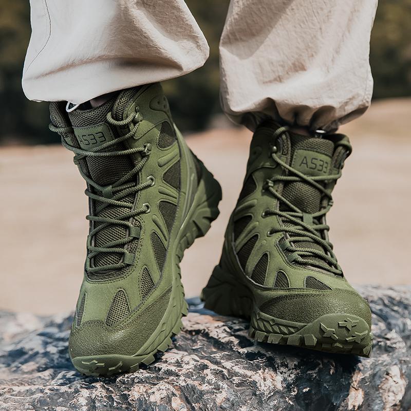 Large Size Military Boots Outdoor Men's Boots Wading Shoes High Top Hiking Boots Wear-resistant Cold Hiking Shoes