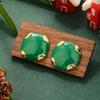 Christmas black and green square earrings medieval Vintage jewelry fashion premium alloy plated 14K gold light luxury stud earrings