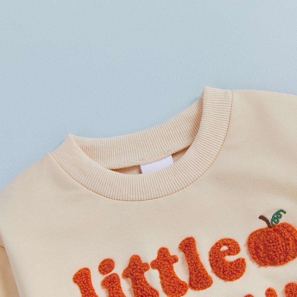 Citgeett Autumn Halloween Infant Baby Girl Jumpsuit Long Sleeve Letter Pumpkin Embroidery Bodysuit Fall Clothes