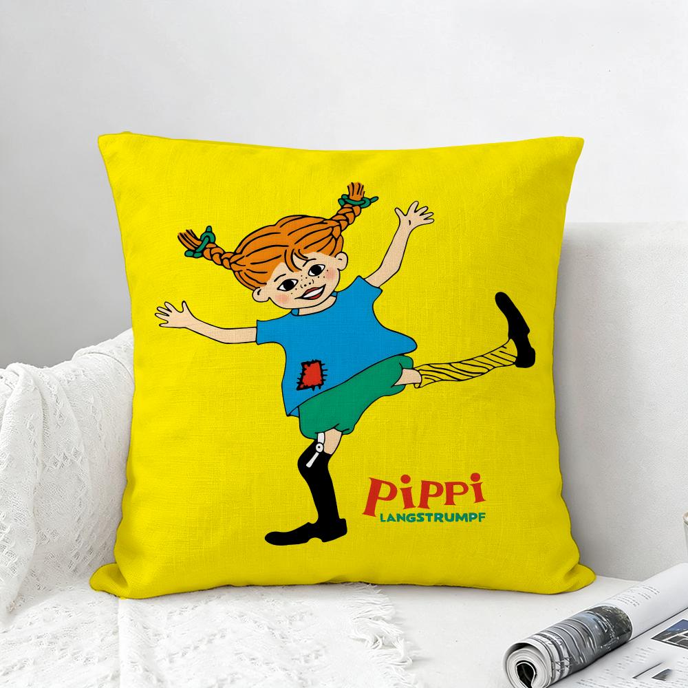Book Pippi Longstocking Cushion Cover Natural Linen Pillowcase Set AllinOne Decor for Sofa Bedroom Chair