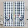 Vorhänge mit Hahnmuster für das Landhaus, Fensterdekoration, Wohnzimmer-Vorhangset (2 Stück), Polyester, waschbar