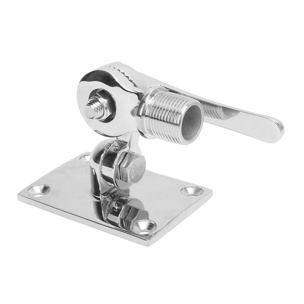 Marine VHF Antenna Mounts Polished 316 Stainless Steel Adjustable Ratchet Antenna Base Mount for Boat 1 Inch Antenna
