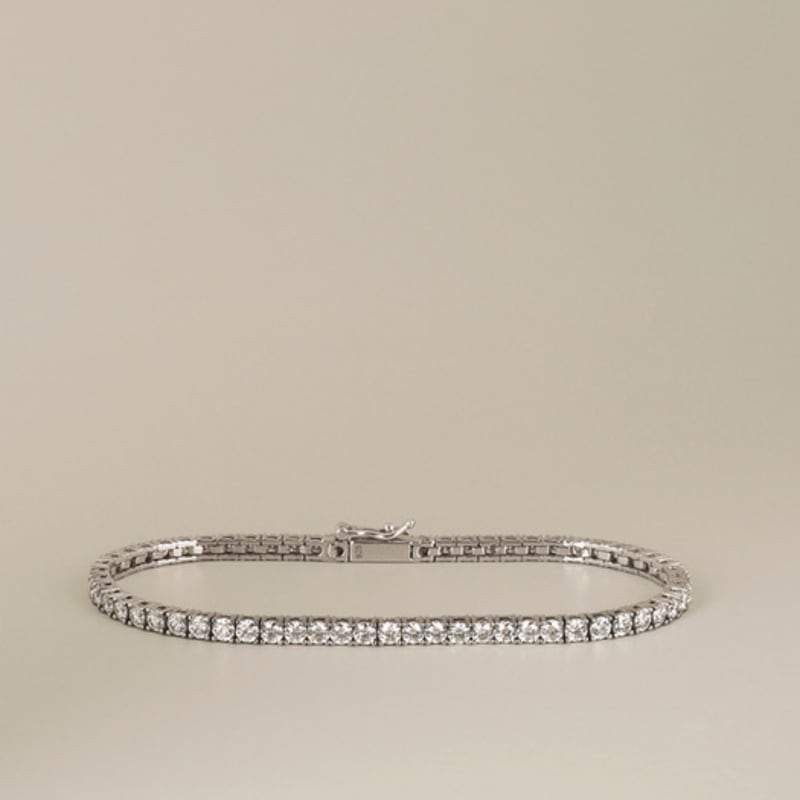 

ozel [Custom Made] Silver925 2.5mm 3.0mm Moissanite Tennis Bracelet PS098,99B 2.5mm (custom made)