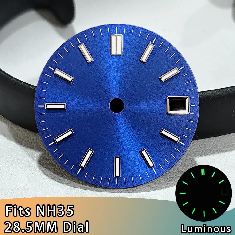 NH35 Watch Dial High Quality 28.5mm NH35 Dial For NH35 Movement Men's Watch Accessories Green Luminous Dial Accessories