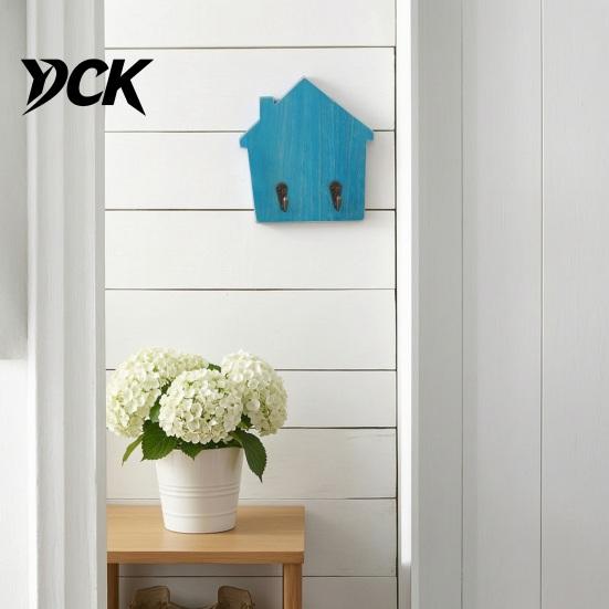 Strong Load Bearing Wood Hooks House Shape Wall Storage Hook, Traceless Adhesive Decorative Wooden Hat And Scarf Rack American Style Hanger