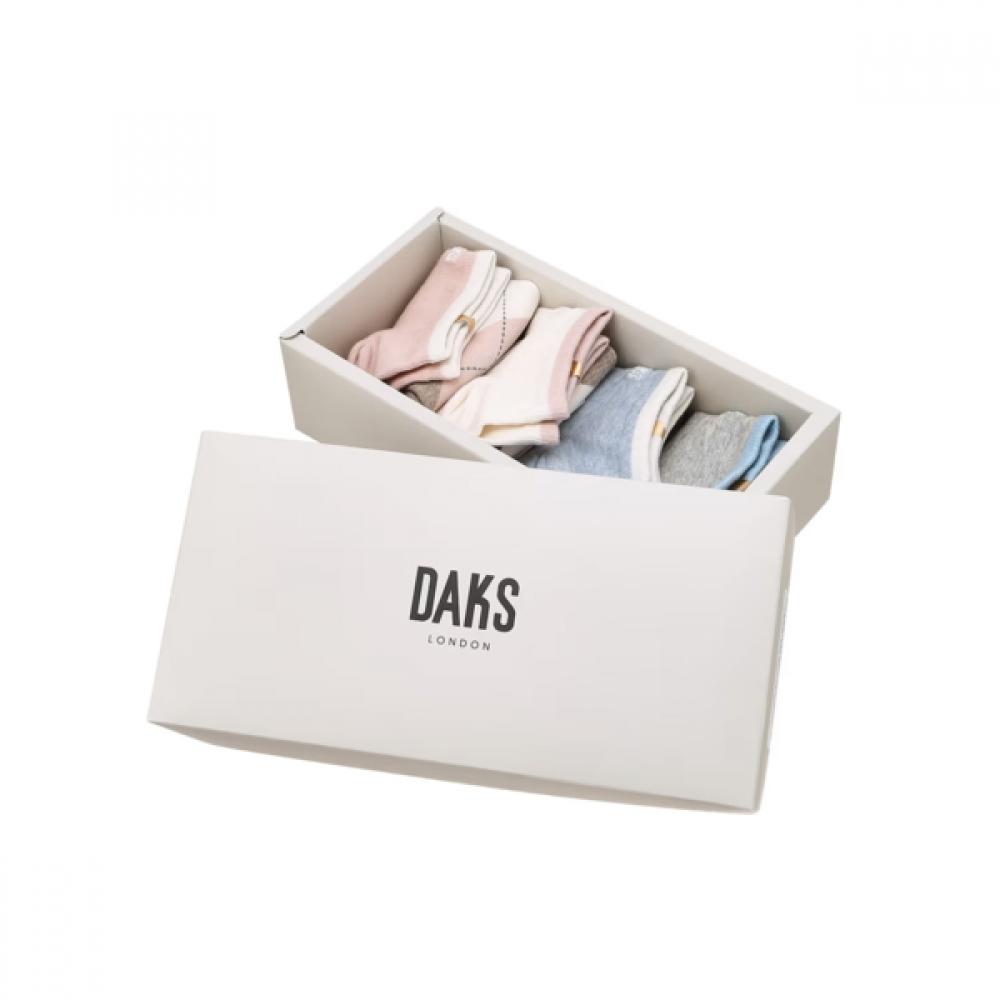 Daks White Check Cotton Blend Ankle Socks 4 Pack Dcss6f720wt Single option
