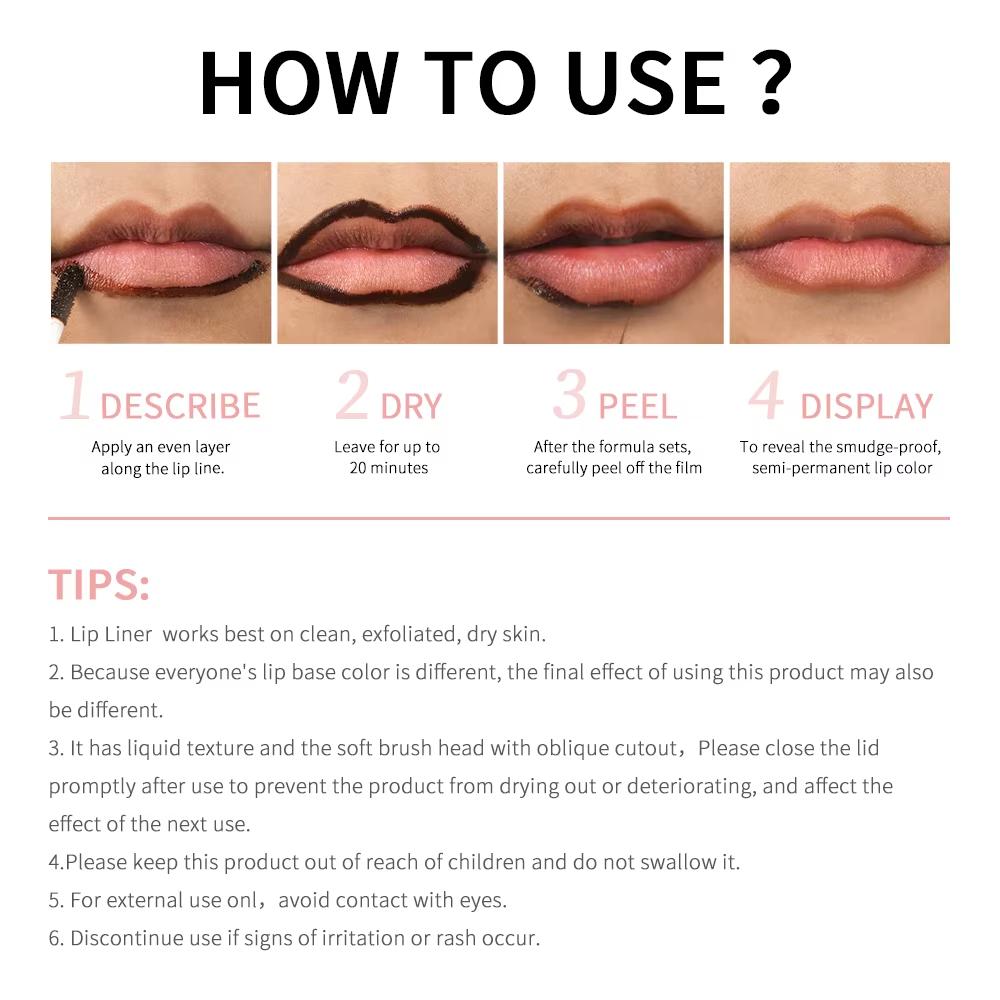 Waterproof Lip Liner Peel Off Tattoo Lipgloss Waterproof Long Lasting Matte Lip Tint Brown Contour Tear-off Lips Stain Cosmetic