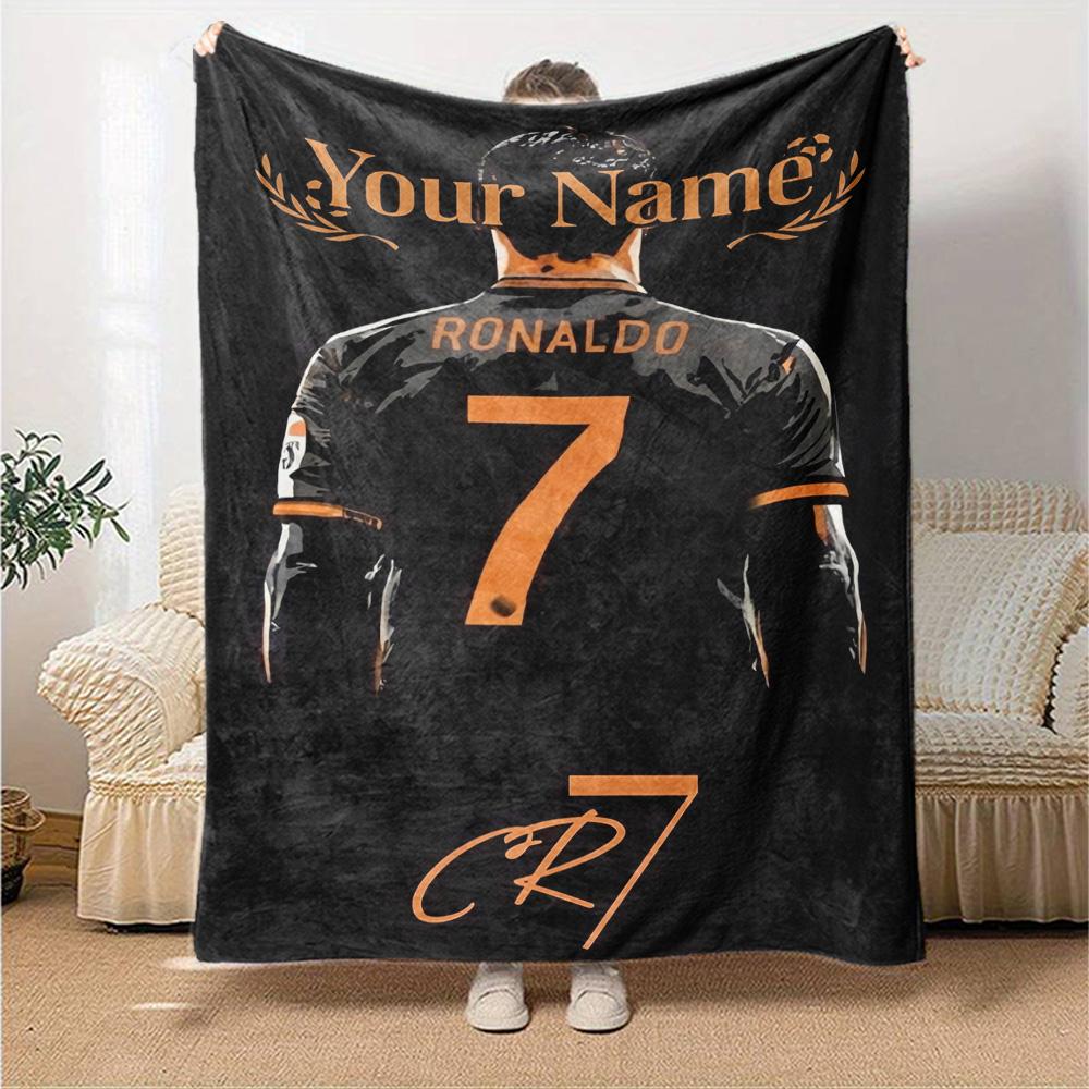 Cristiano Ronaldo (143) Personalized Text Blanket Multi-purpose Customizable Blanket Warmthful Decor Suitable for Sofa Nap Livingroom Picnics