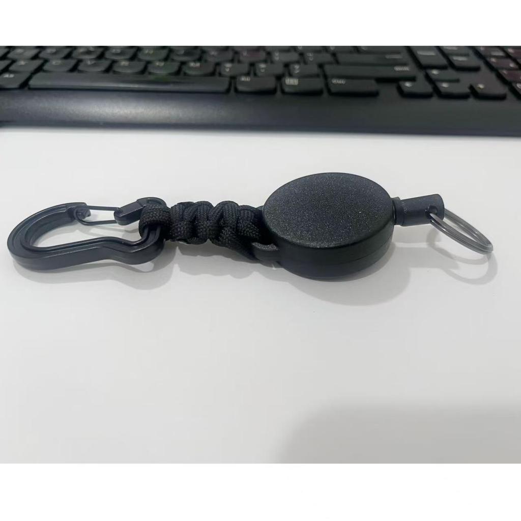 4CM Thick Steel Wire Retractable Keychain with Paracord Gourd-Shaped Carabiner