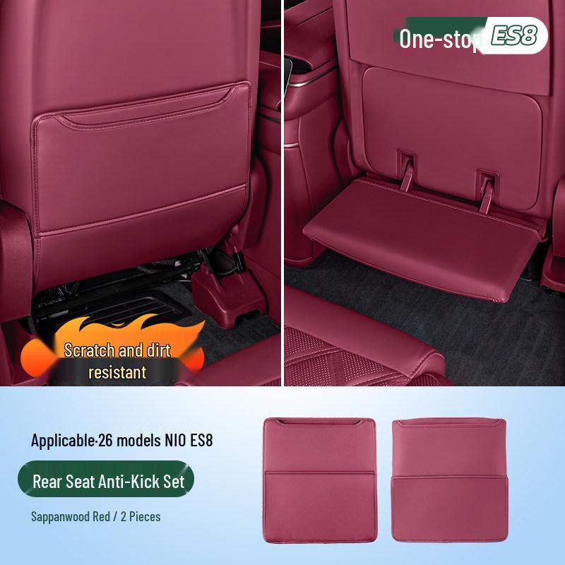 Fits 26 Models: NIO ES8 Rear Seat Leather Kick Mats for Interior Protection & Decoration