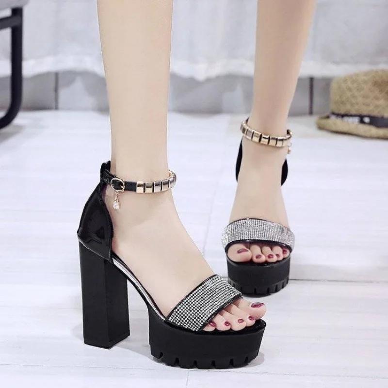 Fashion Thick Sole Versatile High Heels Shoes Women Korean Fish Mouth Shoes Sexy Nightclub Catwalk Shoes Platform Sandalias De Mujer