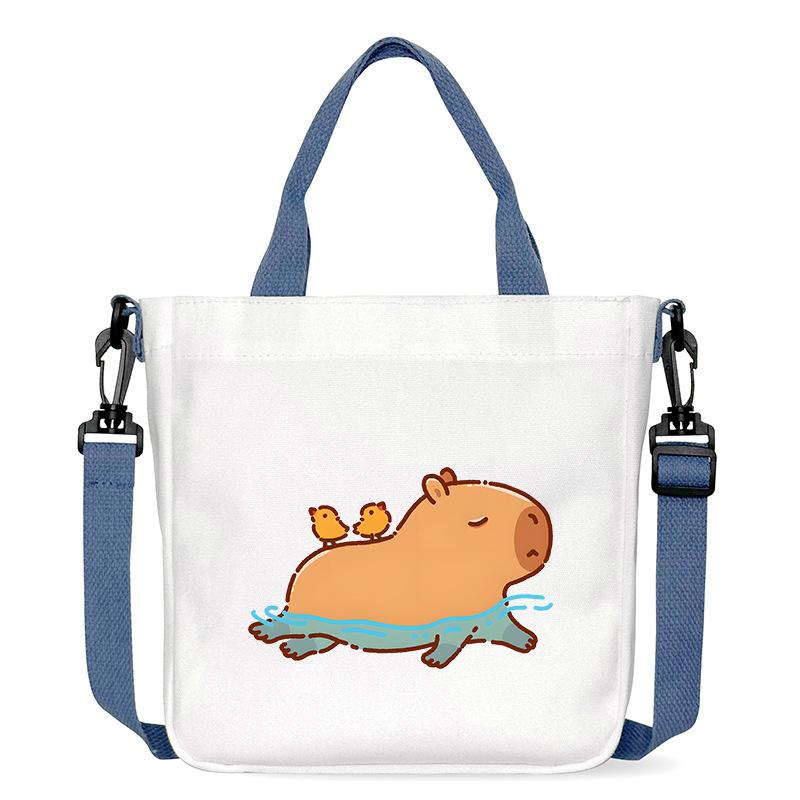 

New canvas handbag kapibara fun printing fashion solid color shoulder bag cute messenger bag women No specification