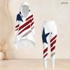 Women Plus Size Hooded Long Sleeve Printed High Low Top And Fitted Pants Two Piece Set