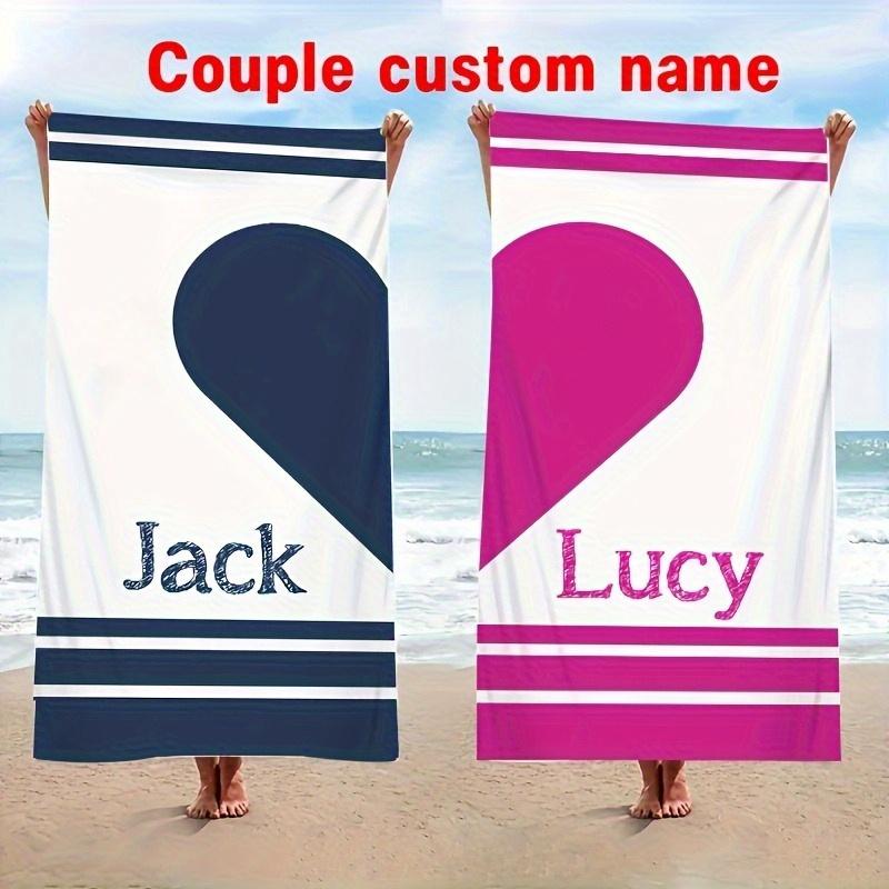 Personalized Striped Beach Towel Custom Name/Logo Oversized Microfiber Towel Summer Party Gift For Beach Swimming Bath Sports