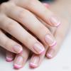 24 Uñas Artísticas Simples Moda Clásica Rosa Blanco Francés Rectángulo Mediano Uñas Postizas