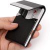 New PU Leather Business Card Case Metal Slim Pocket Card Holder with Magnetic Shut
