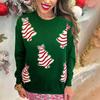 Women S Loose Fit Round Neck Pullover Hoodie With Christmas Tree Sequins Pattern