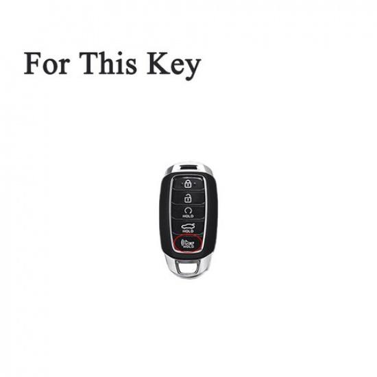 Zinc Alloy Leather Car Remote Key Fob Case Cover For Hyundai Palisade Elantra GT