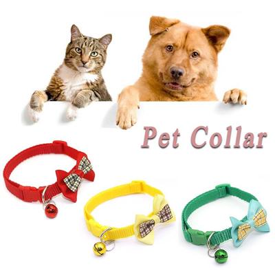1Pcs Pet Necklace Plaid Bow Adjustable Kitten Necktie Collar Bowknot Bell Tie Cat Small Pet Puppy