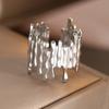 Exaggerated Personality Geometric Irregular Wide Stainless Steel Opening Rings for Women Trendy Hip-hop Punk Finger Jewelry Gift