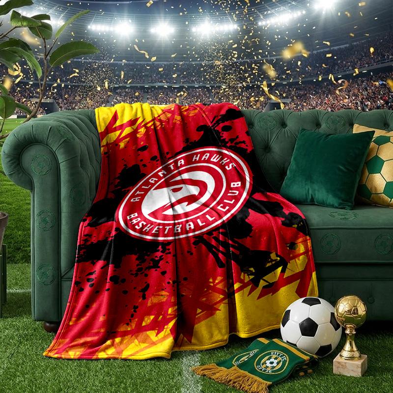 Hawks Basketball Throws Blanket Flannel Blankets Plush for Couch Bed Gifts for Men Women Travel picnic blanket Christmas fan gifts