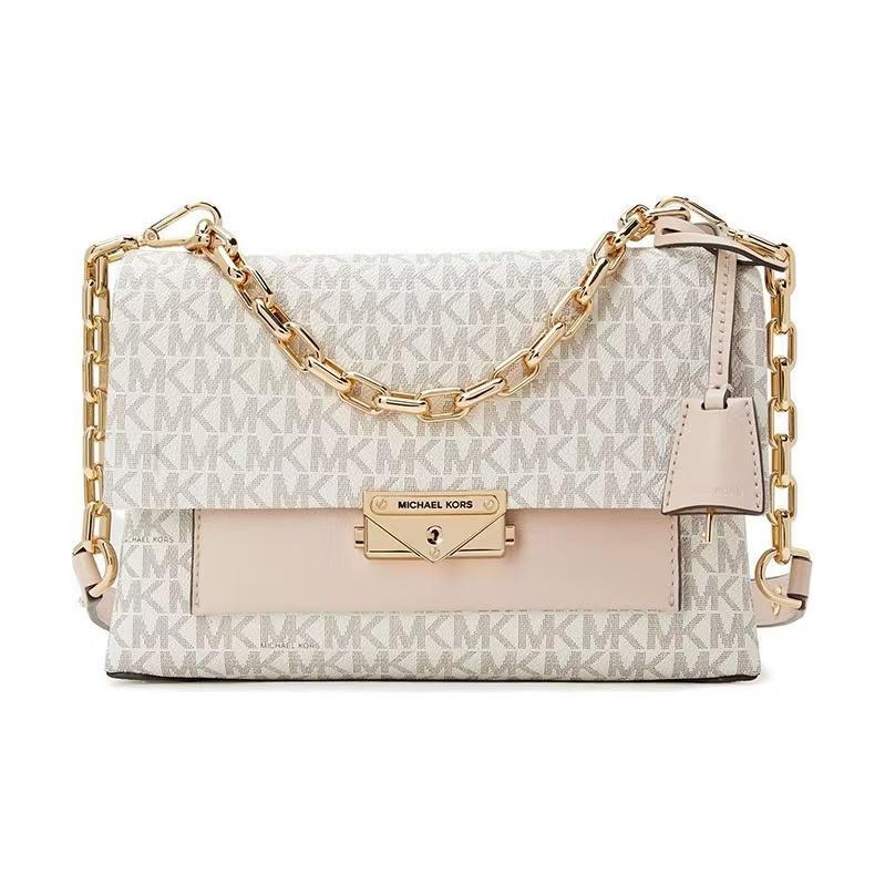 

Michael Kors MK Cece Color Block Chain Flap Leather Crossbody Shoulder Bag Women Bags White Pink 30T9G0EL2B173 Basic Set (Bag+Dust Bag)